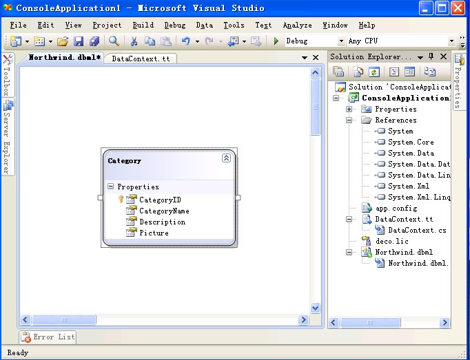 Linq to SQL T4 代码生成器 （二）访问设计器中的 Table 对象